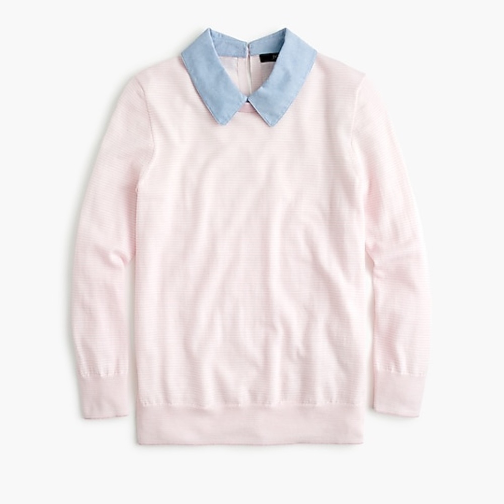 J Crew never worn Tippi Sweater with Chambray Collar